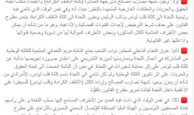 منظمة بوصلة  تتهم ائتلاف الكرامة بالوقوف وراء تنقيح المرسوم 116 وتشير الى